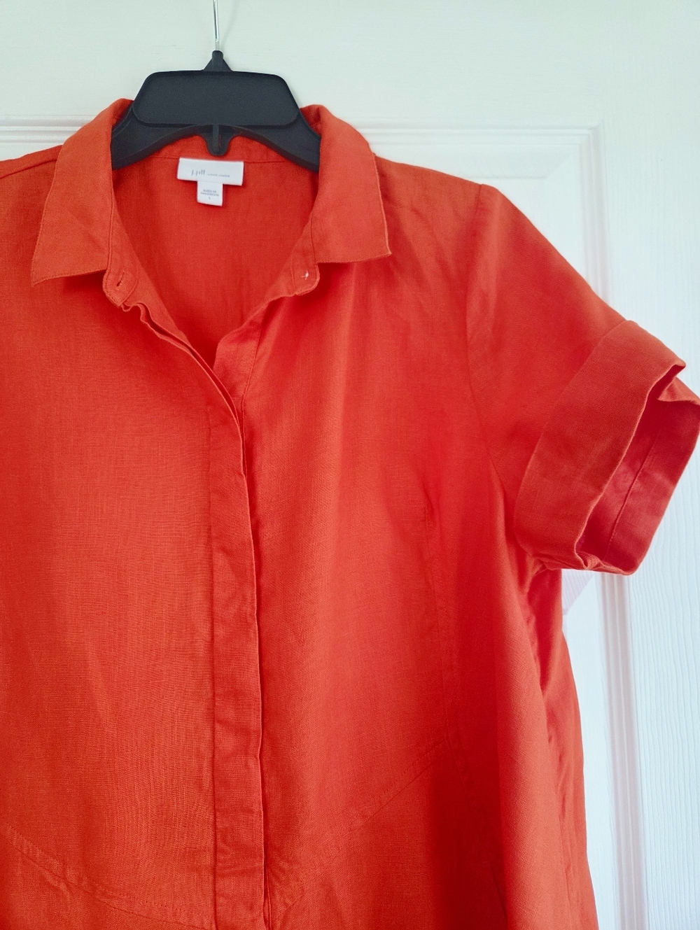 J. Jill Love Linen ✨️ Women's Zinnea Orange Linen Midi Dress Size L - Picture 5 of 12